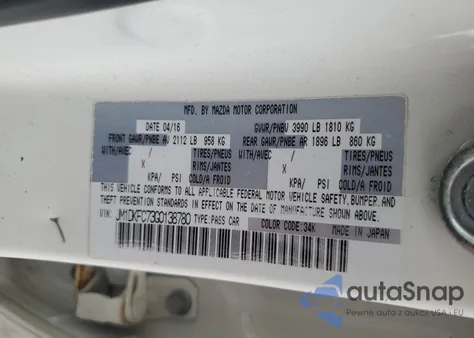 2016 Mazda Cx-3 Touring из США, поврежденный, VIN JM1DKFC73G0138780